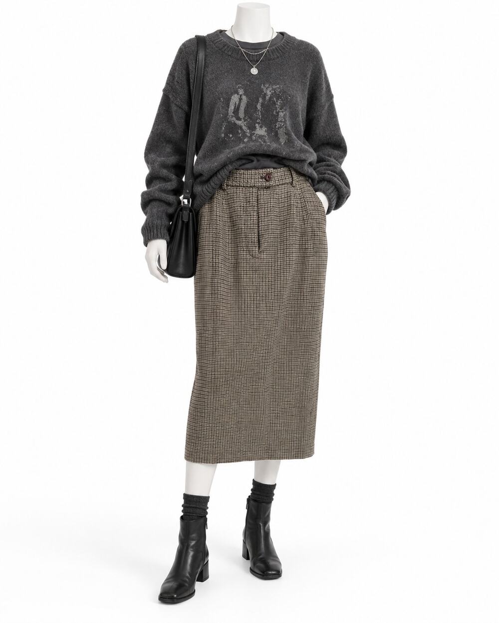 Eddie Bauer Long Midi Plaid Wool Skirt Vintage Grunge Womens 90s Petite 6 HOLE